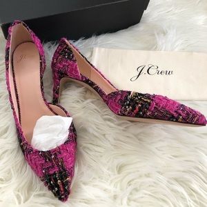 Pink J.crew tweed kitten heel pump (Barbie Inspired)